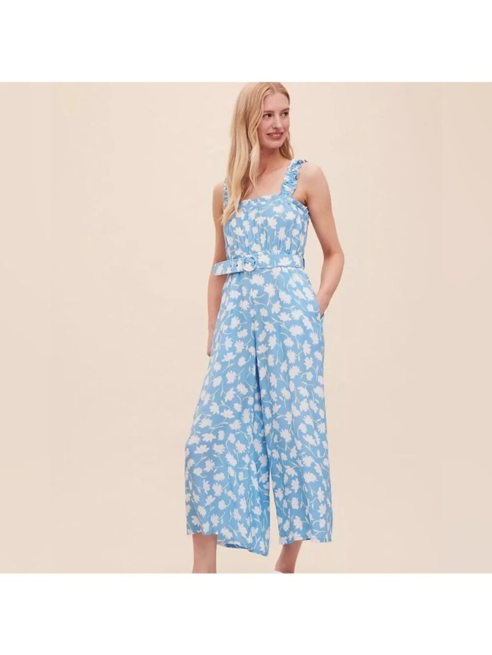 NWT Faithfull The Brand Dolores Jumpsuit Leyla Floral Print US4 S Blue (875)